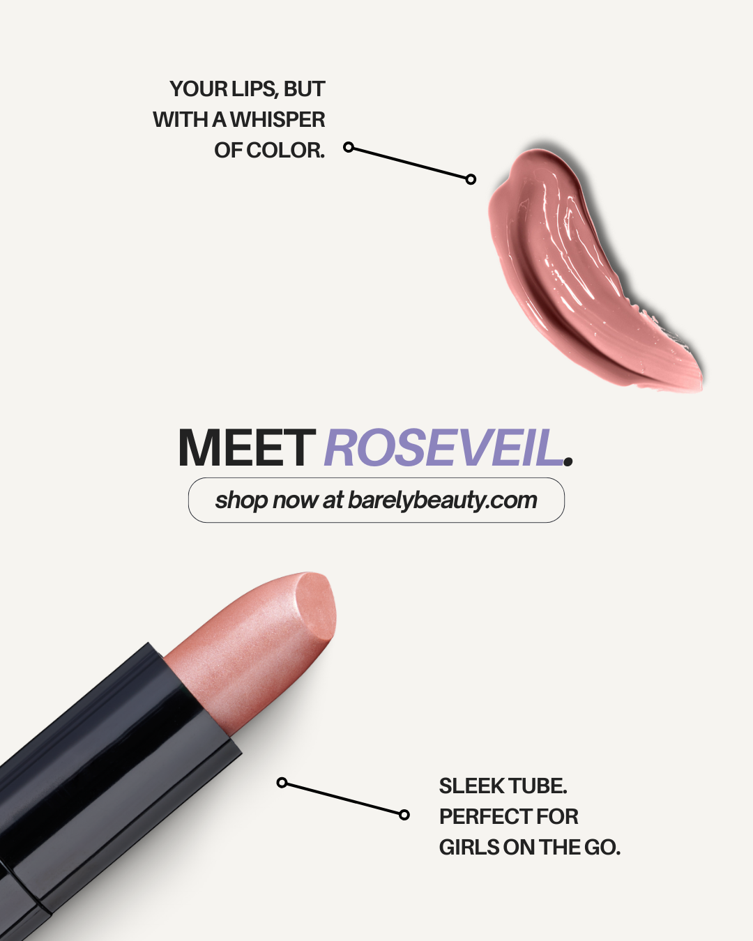 Barely Beauty social media content with casual, relatable caption