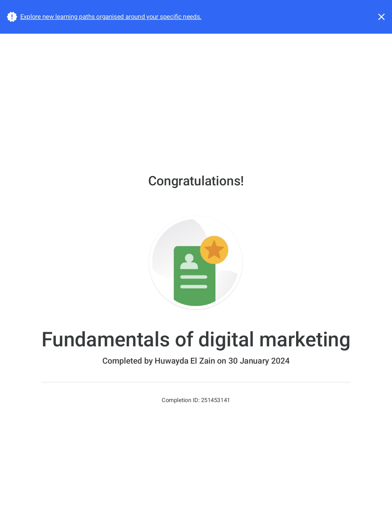 Google Fundamentals of Digital Marketing certification